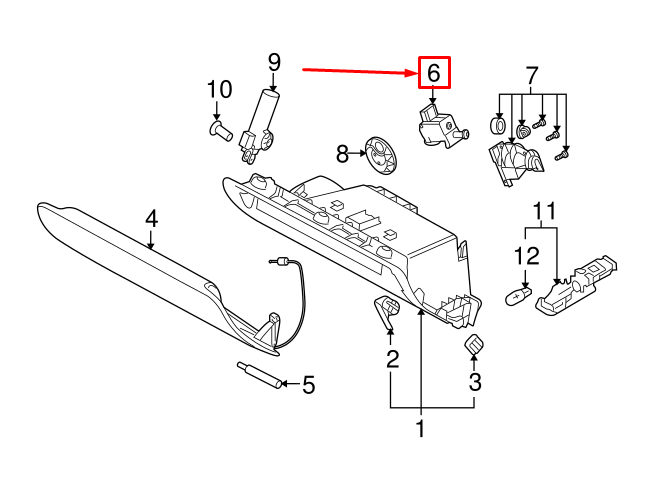 NEW AUDI Q7 4L GLOVE BOX RELEASE MOTOR 3B0959782A ORIGINAL