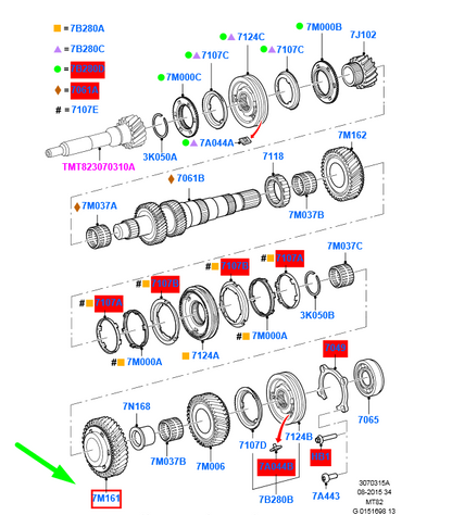 new ford ranger t6 mk1 1st speed cone and gear assy 2214572 original