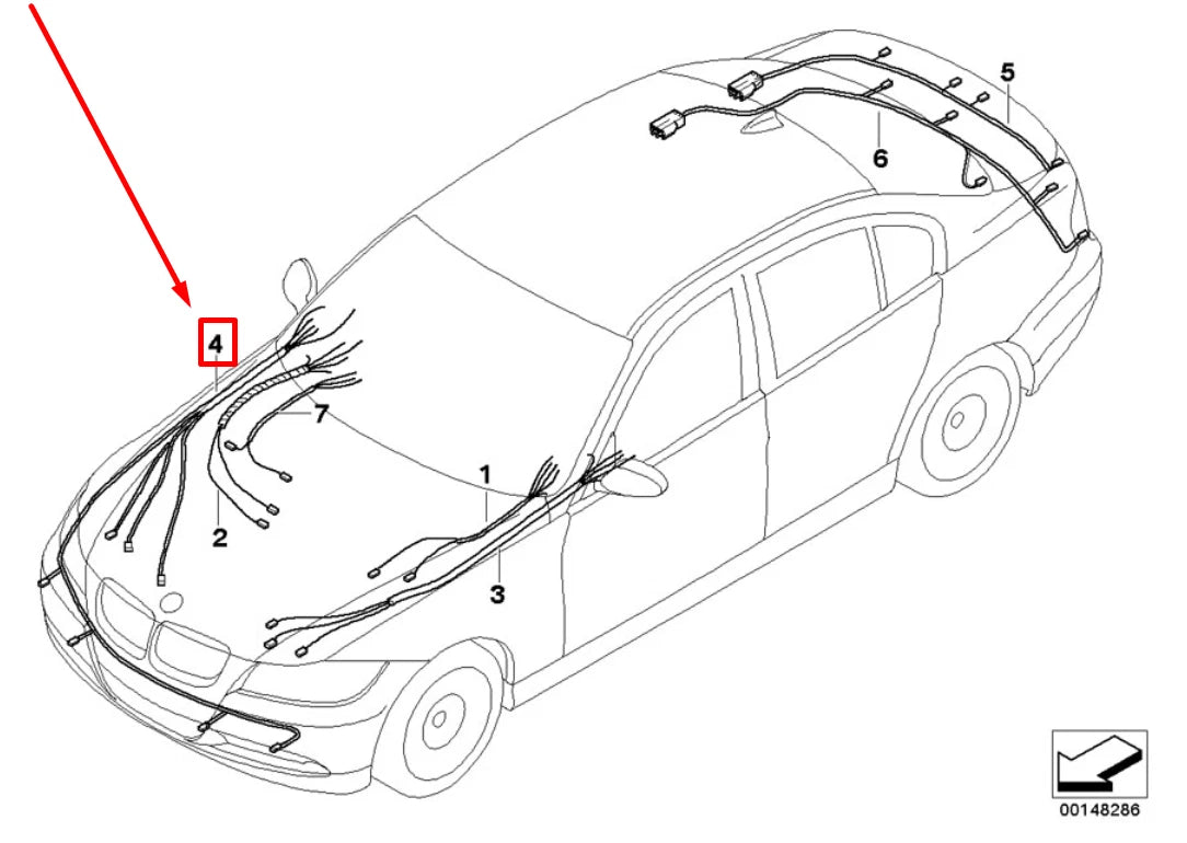 NEW BMW 3 E90 FRONT RIGHT WIRING HARNESS 61119133642 9133642 ORIGINAL