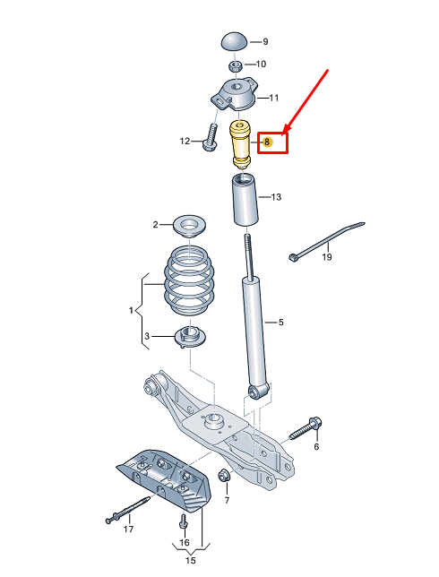 new audi q4 e-tron rear shock absorber bump stop 1ea511351c original