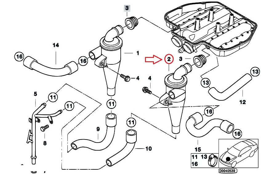 NEW BMW 5 E39 M5 OIL SEPARATOR CRANKCASE VENTILATION CYL 5-8 11151406789
