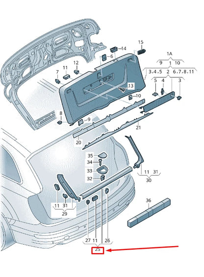 NEW AUDI Q7 4M UPPER CENTRE REAR LID TRIM PANEL 4M0867606FJN5