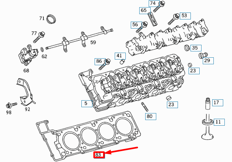 new mercedes-benz ml w163 left cylinder head gasket a1130160920 original