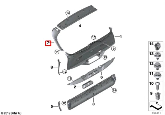 NEW BMW X5 G05 CENTRE RIGHT TAILGATE PANEL TRIM 51497442972 ORIGINAL