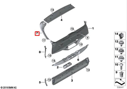 NEW BMW X5 G05 CENTRE RIGHT TAILGATE PANEL TRIM 51497442972 ORIGINAL