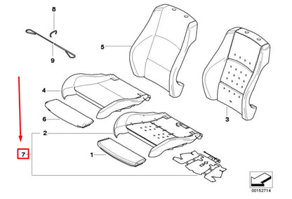 NEW BMW 3 E90 FRONT RIGHT SEAT BOTTOM FOAM 52107244128 7244128 ORIGINAL