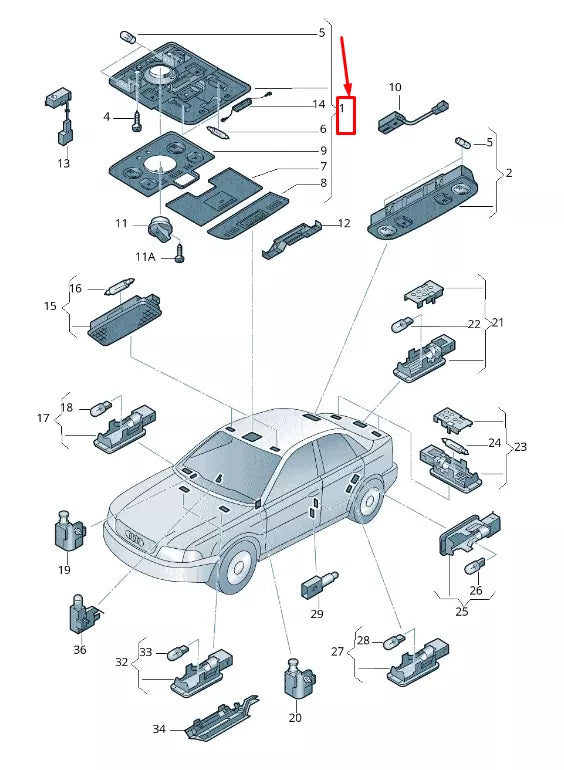 NEW AUDI A3 SPORTBACK 8P INTERIOR AND READING LIGHT 8E09471066PS ORIGINAL