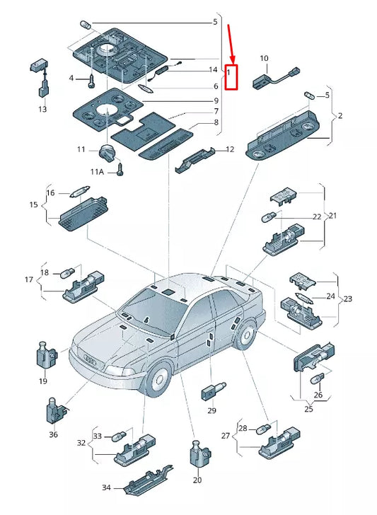 NEW AUDI A3 SPORTBACK 8P INTERIOR AND READING LIGHT 8E09471066PS ORIGINAL