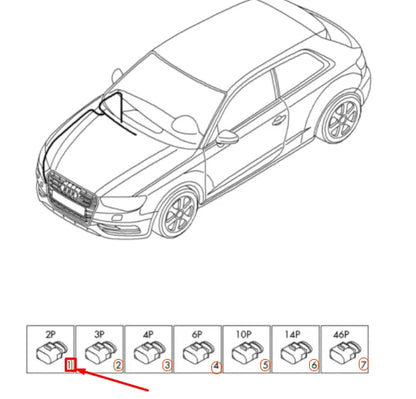 NEW AUDI A3 8V 2-PIN FLAT CONTACT HOUSING 1J0973202 ORIGINAL