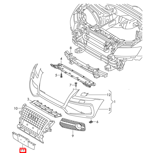 new audi 8kh front bumper grille nameplate filler 8r0807287bt94 original