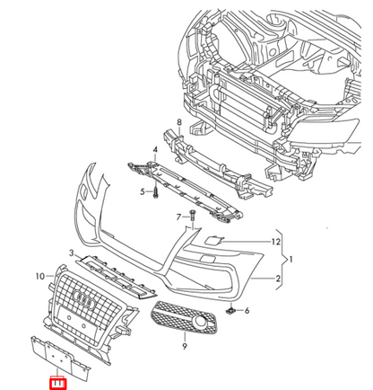 new audi 8kh front bumper grille nameplate filler 8r0807287bt94 original