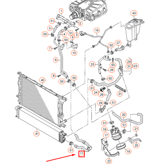 new audi a4 b8 radiator coolant hose 8k0145923f original