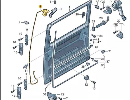 NEW VW TRANSPORTER T5 RIGHT UPPER SLIDING DOOR ROLLER GUIDE 7E0843436C ORIGINAL