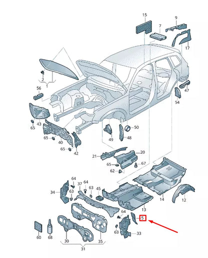 NEW VW TOUAREG 7P MK2 FRONT LEFT PEDAL PLATE SOUND ABSORBER 7P0863354