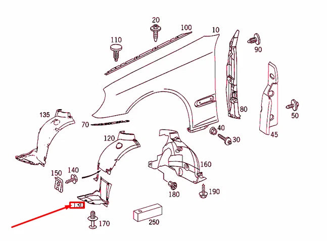 NEW MERCEDES-BENZ C W203 FRONT LEFT BOTTOM WHEEL ARCH COVER A2038841522 ORIGINAL