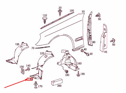 NEW MERCEDES-BENZ C W203 FRONT LEFT BOTTOM WHEEL ARCH COVER A2038841522 ORIGINAL