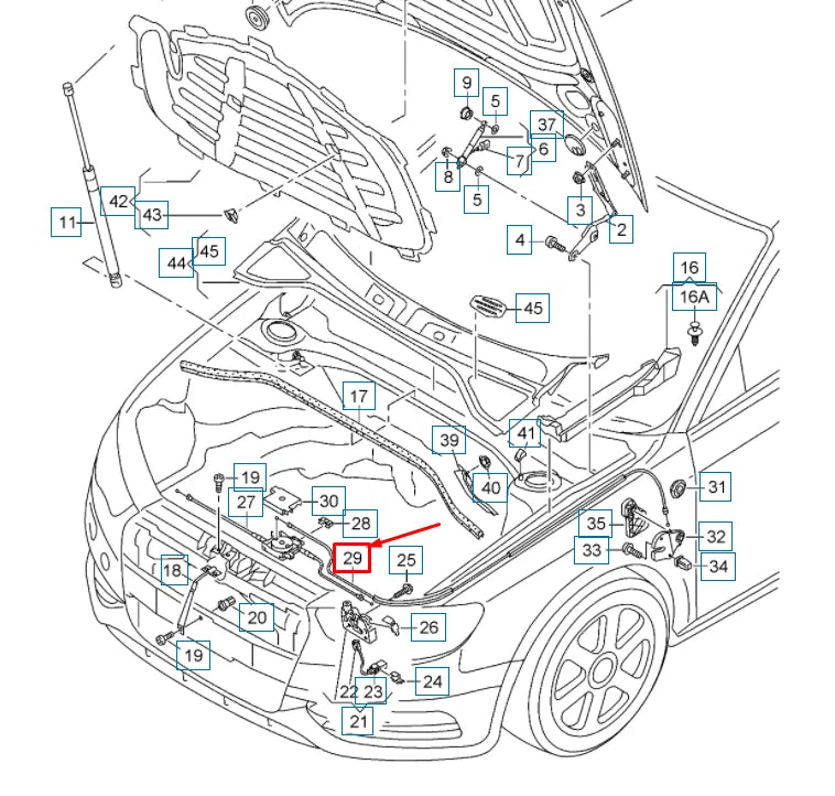 NEW AUDI A3 8V ENGINE HOOD LID LOCK CABLE LHD 8V1823535B ORIGINAL