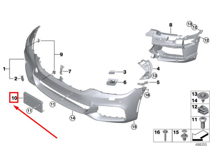NEW BMW 5 G30 FRONT BUMPER NUMBER HOLDER 51138064975 8064975 ORIGINAL