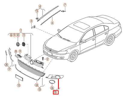 NEW VOLKSWAGEN JETTA MK6 FRONT LEFT FOG LIGHT GRILLE 5C6853665A 9B9 ORIGINAL