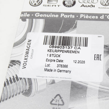 NEW AUDI A4 B9 ENGINE V-RIBBED BELT 059903137CA ORIGINAL