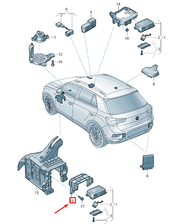 NEW VOLKSWAGEN T-ROC A11 CONTROL UNIT BRACKET LHD 5QH971856 ORIGINAL