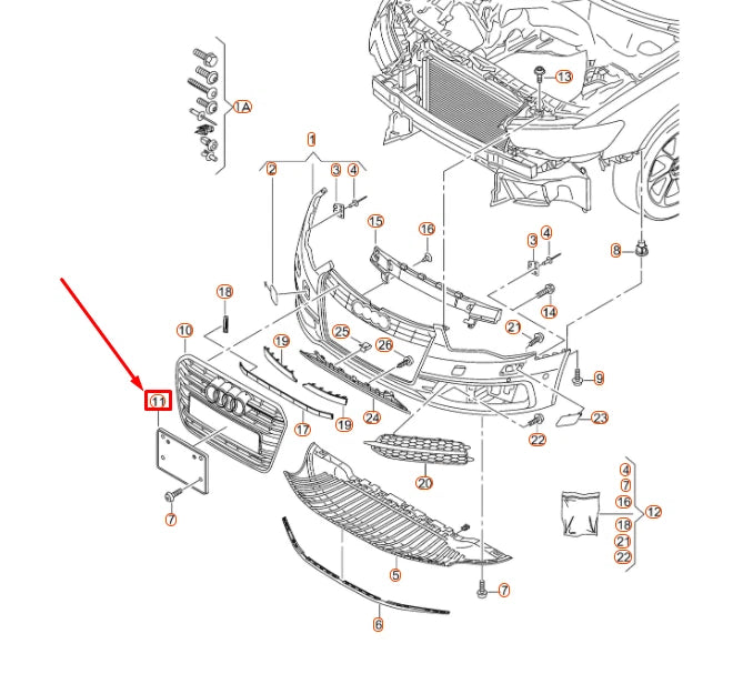 NEW AUDI A6 C7 FRONT BUMPER LICENCE PLATE HOLDER 4G0807285NT94 ORIGINAL