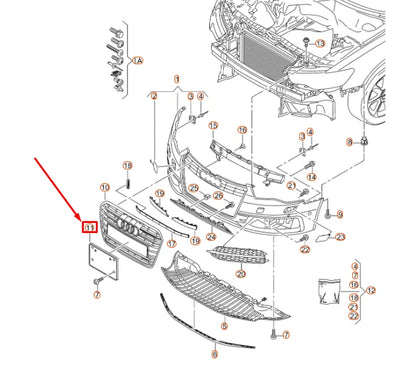 NEW AUDI A6 C7 FRONT BUMPER LICENCE PLATE HOLDER 4G0807285NT94 ORIGINAL