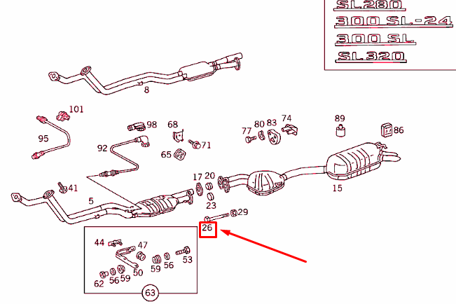 new mercedes-benz sl r129 exhaust system bolt a1299900410 original