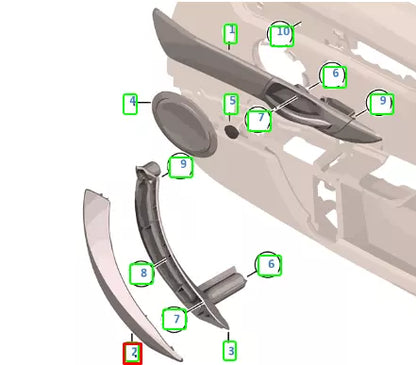 NEW BMW Z4 E89 INTERIOR FRONT RIGHT DOOR PULL TRIM COVER LHD 51419186735