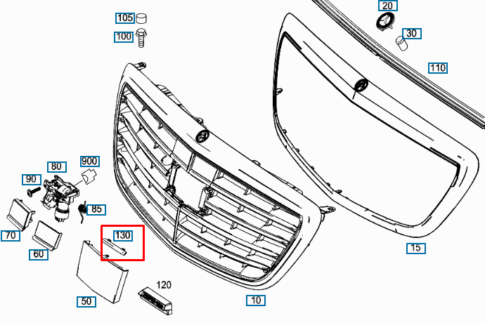 NEW MERCEDES-BENZ S W222 RADIATOR GRILLE CENTER LEFT TRIM A2228880100 ORIGINAL