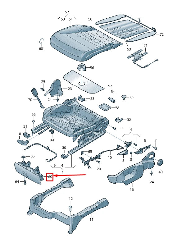 NEW VW TOUAREG 7P FRONT LEFT SEAT STOWAGE BOX 8K0882601D3G4 ORIGINAL