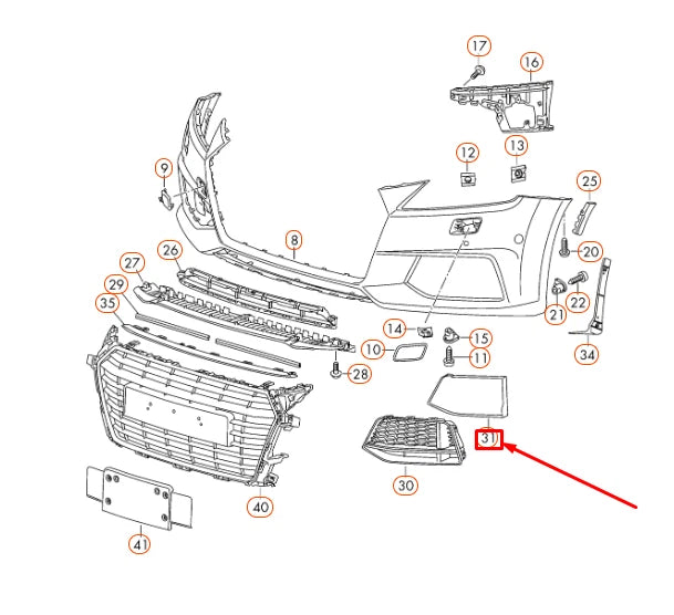 NEW AUDI TT 8S FRONT BUMPER RIGHT END CAP 8S0807152A9B9