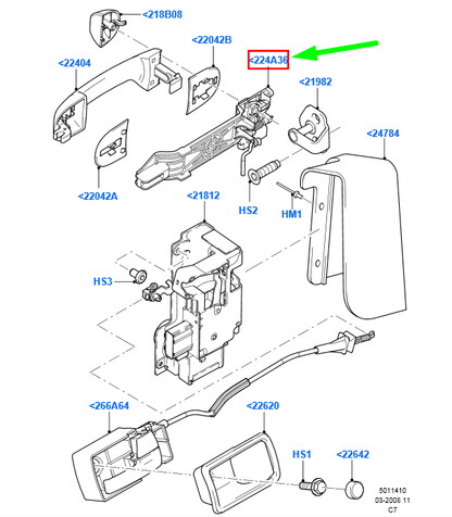 new ford transit connect mk1 front left handle reinforcement 4431421 original