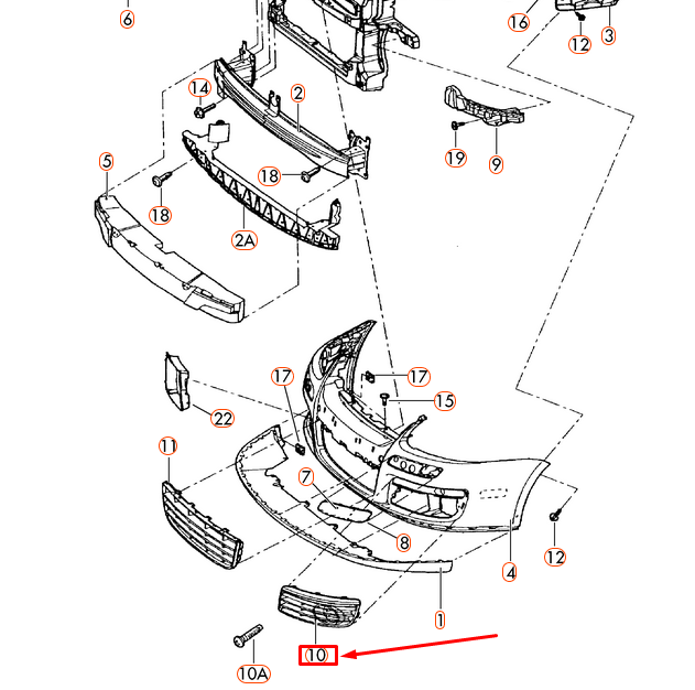 NEW VOLKSWAGEN JETTA MK5 FRONT RIGHT GRILLE 1K0853666P9B9 ORIGINAL
