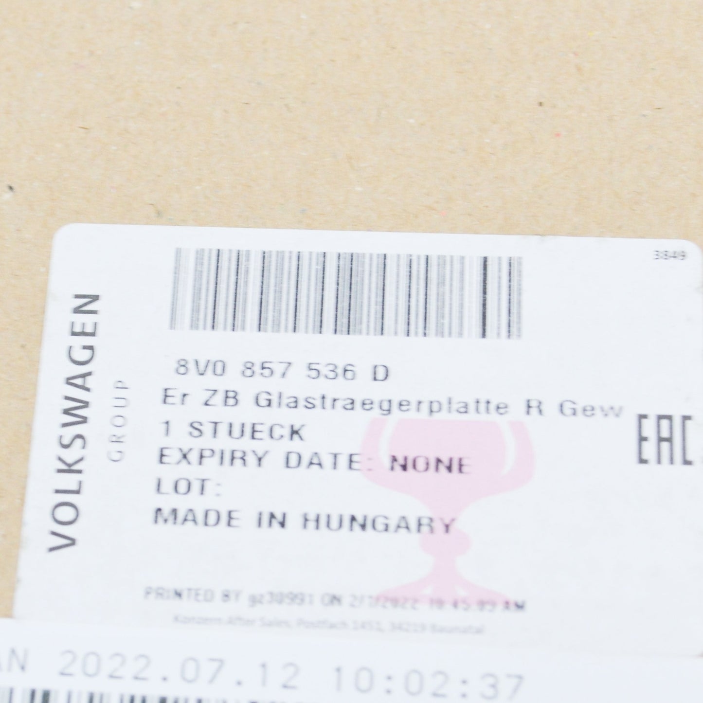 NEW AUDI A3 SPORTBACK 8V FRONT RIGHT DOOR MIRROR GLASS 8V0857536D ORIGINAL