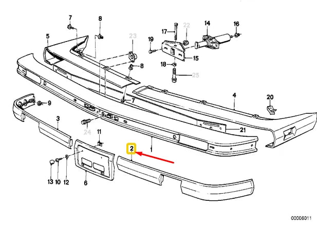 NEW BMW 3 E30 FRONT LEFT BUMPER RUBBER TRIP 51111904685 1904685 ORIGINAL