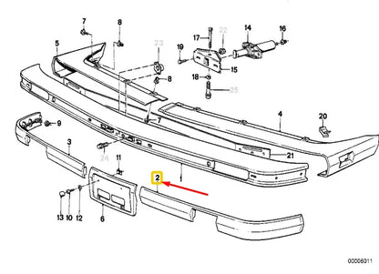 NEW BMW 3 E30 FRONT LEFT BUMPER RUBBER TRIP 51111904685 1904685 ORIGINAL