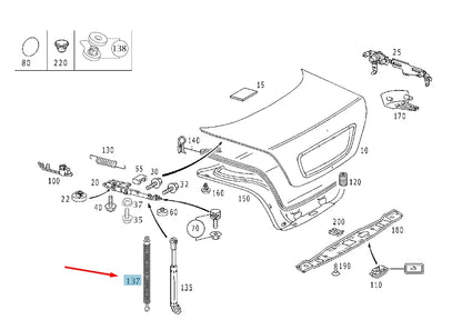 NEW MERCEDES BENZ S W220 TRUNK LID HINGE TELESCOPIC SPRING A2209801064