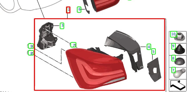 NEW BMW 1 F20 REAR BUMPER RIGHT TAILLIGHT 63217359018 ORIGINAL