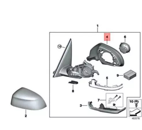NEW BMW X3 G01 FRONT RIGHT MIRROR COVER RING SHADOW LINE 51167468242