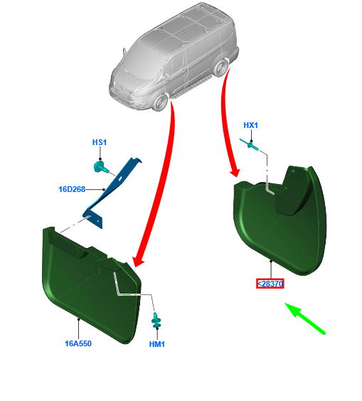 new ford transit custom mk1 rear right mudguard 1800813 original