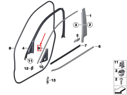 NEW BMW X4 F26 FRONT RIGHT DOOR WINDOW FRAME COVER 51317335624 ORIGINAL