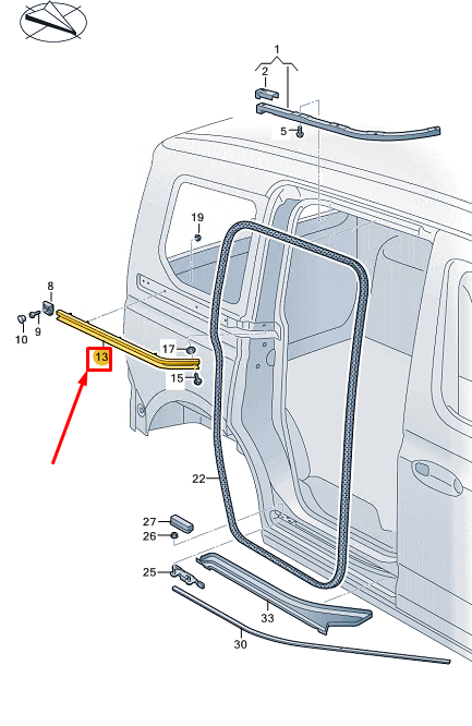 new vw caddy sb mk4 center right sliding door guide rail 2k7843872j03c original