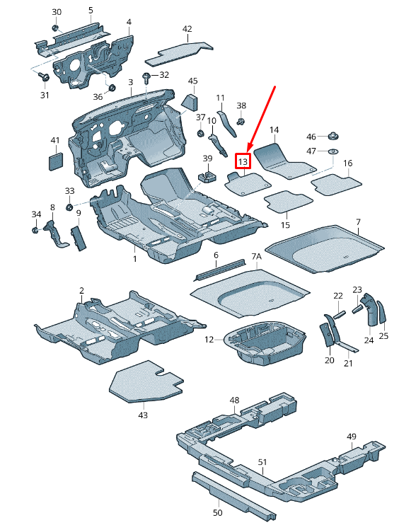 new skoda octavia 5e mk3 front left floor mat lhd 5e1864435tei original