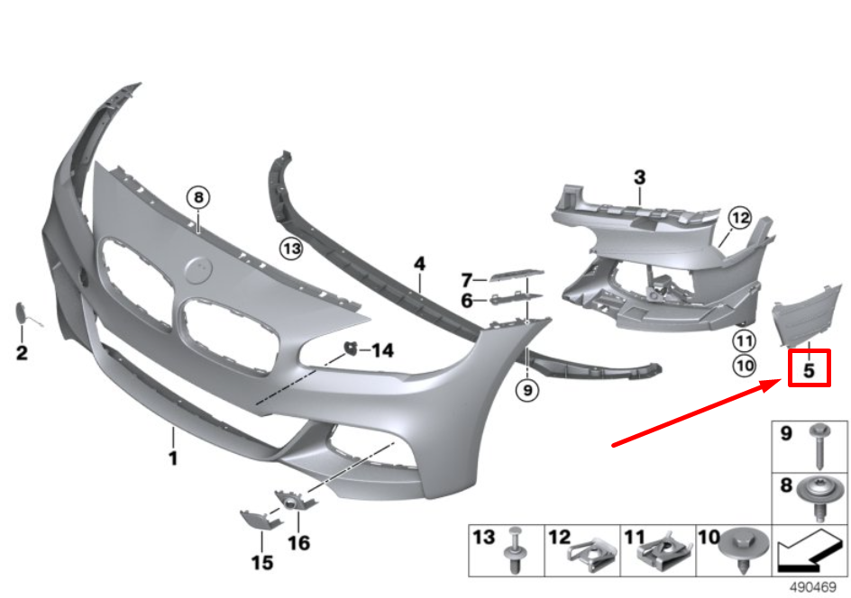 new bmw 2 f46 front right air duct aircurtain 51118068902 8068902 original