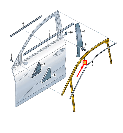 new audi a3 sportback 8y front right door window guide 8y0837440 original