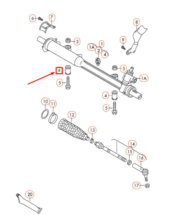 NEW VOLKSWAGEN TOUAREG 7P STEERING RACK RUBBER BUSH 2H0422405 ORIGINAL