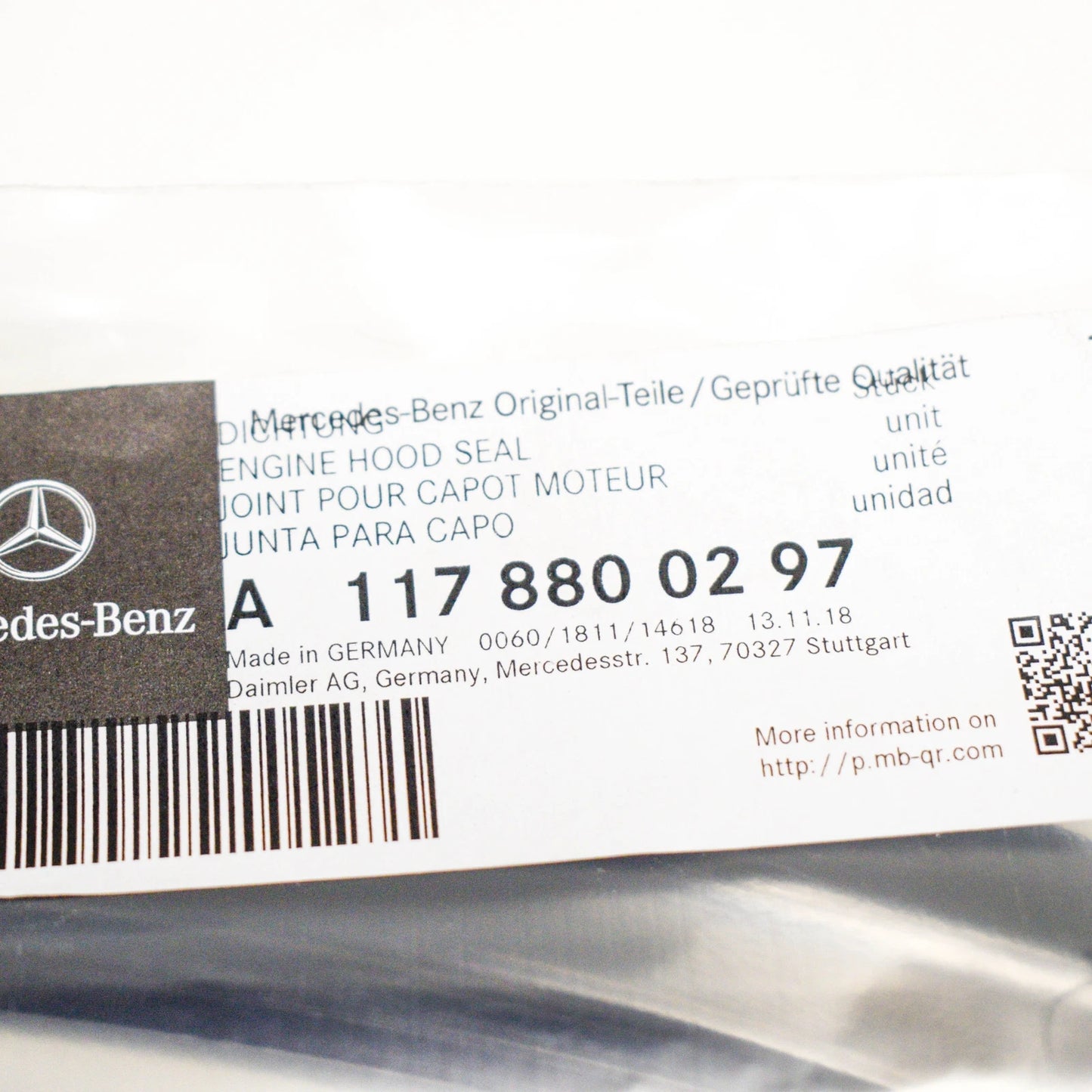 NEW MERCEDES-BENZ CLA COUPE C117 RIGHT HOOD SEAL A1178800297 ORIGINAL