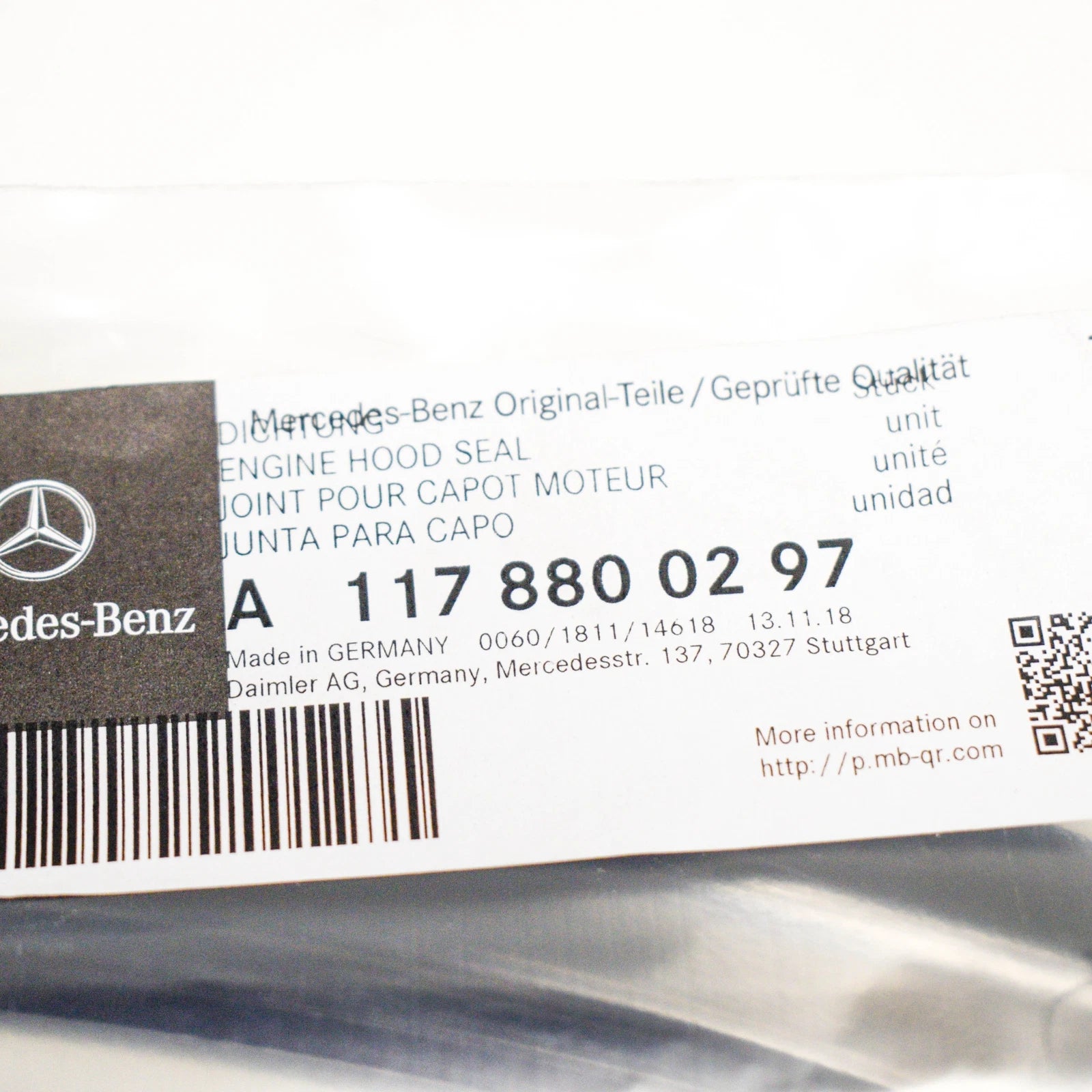 NEW MERCEDES-BENZ CLA COUPE C117 RIGHT HOOD SEAL A1178800297 ORIGINAL