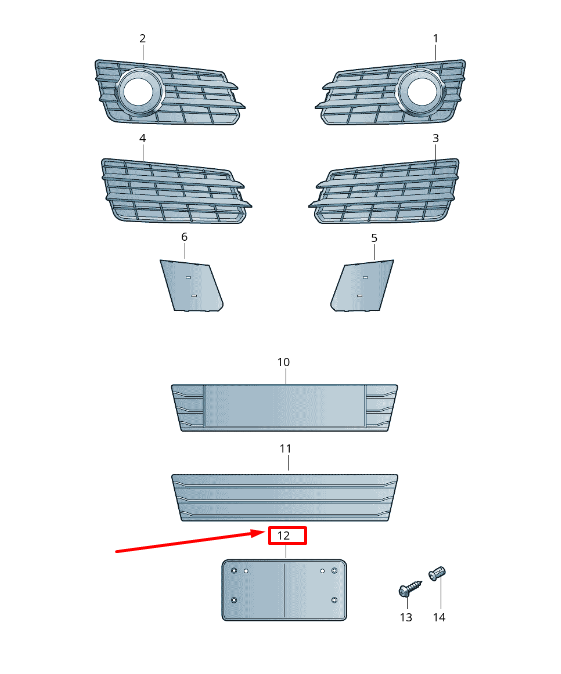new audi a7 sportback 4g front license plate holder 4g8807285k1rr original